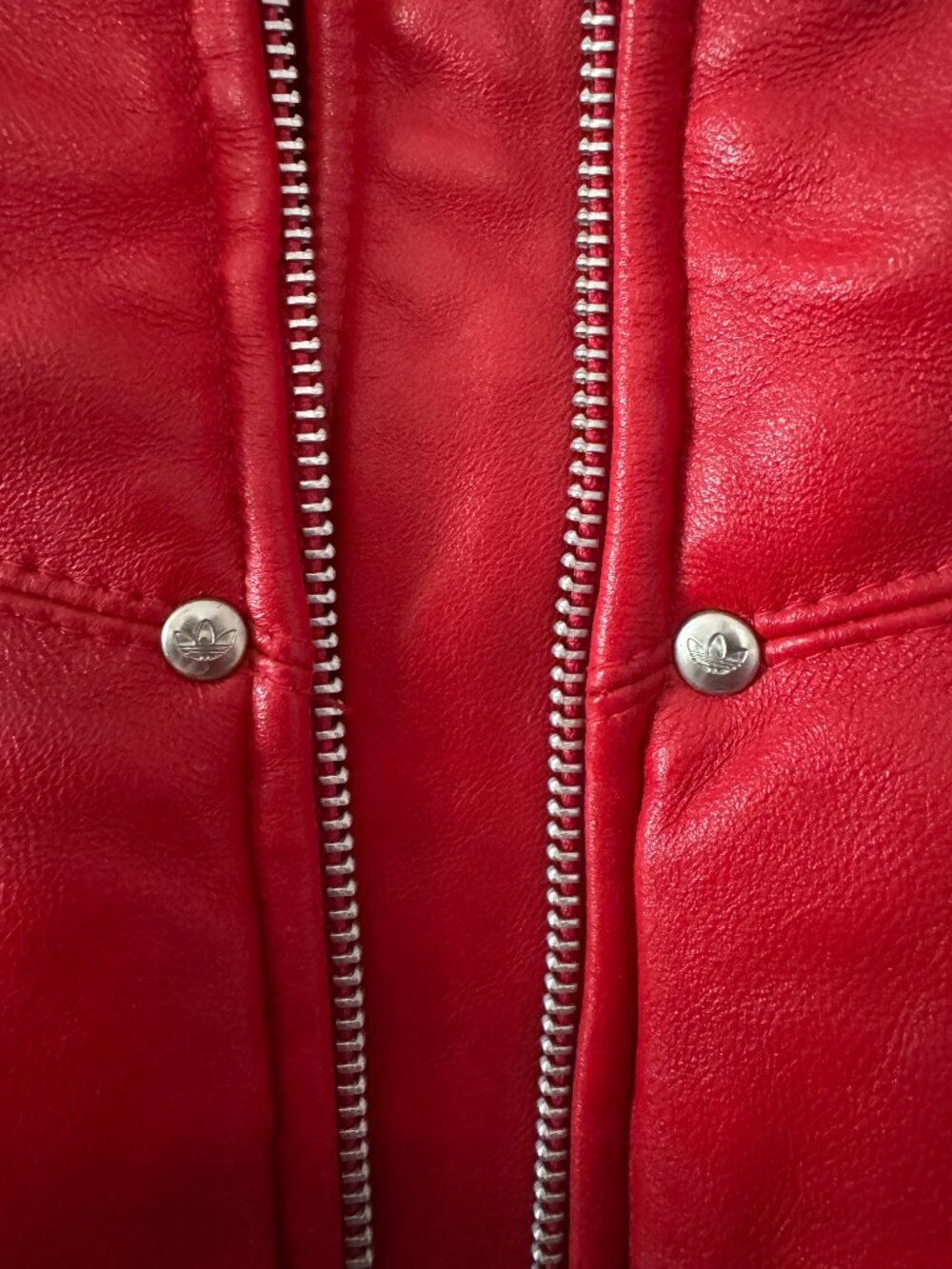 Adidas Originals Y2K Red Genuine Leather Puffer Jacket – Factory SAMPLE RARE M - Picture 6 of 14